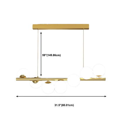 Sleek Modern Gold Glass Globe Island Chandelier