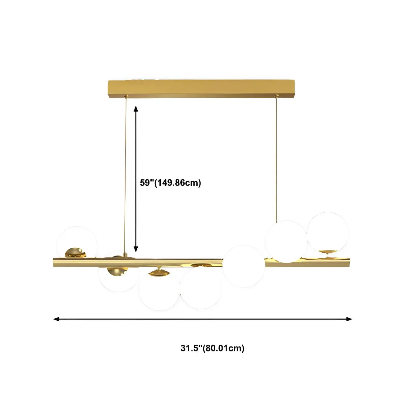 Sleek Modern Gold Glass Globe Island Chandelier