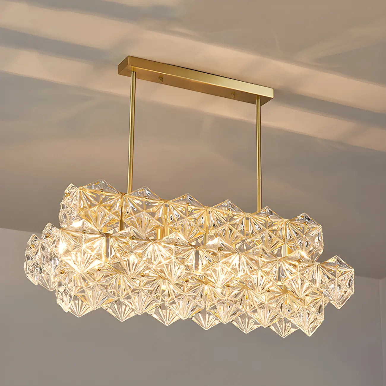 Kitchen Elegant Gold Crystal Pendant Light