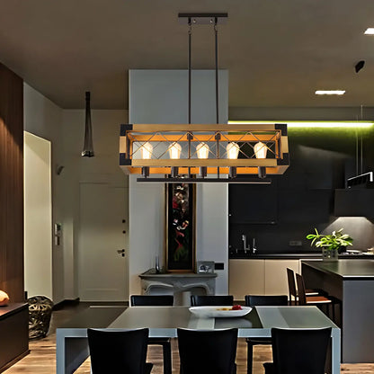 Industrial Black Metal 5-Light Island Pendant Light