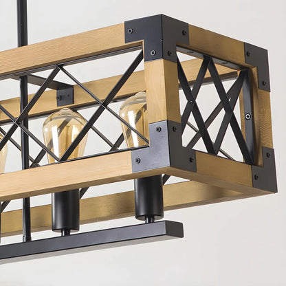 Industrial Black Metal 5-Light Island Pendant Light