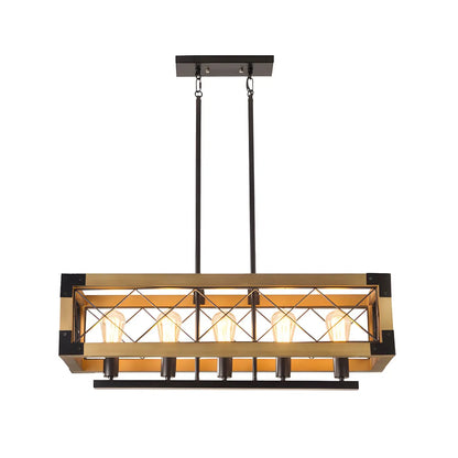 Industrial Black Metal 5-Light Island Pendant Light