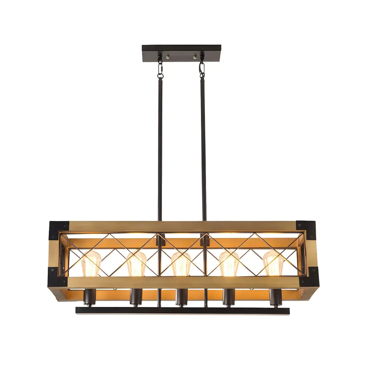 Industrial Black Metal 5-Light Island Pendant Light