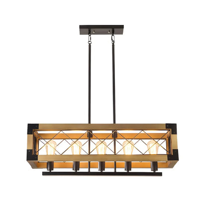 Industrial Black Metal 5-Light Island Pendant Light