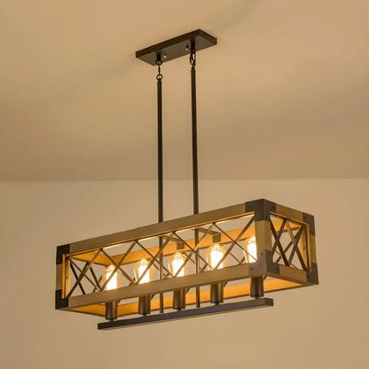 Industrial Black Metal 5-Light Island Pendant Light