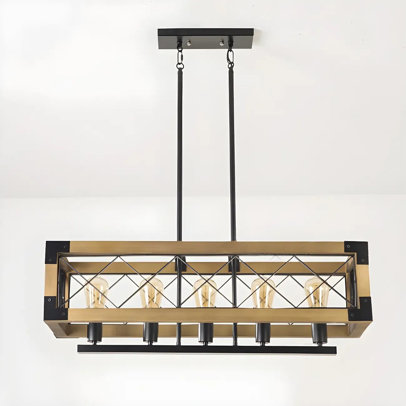 Industrial Black Metal 5-Light Island Pendant Light