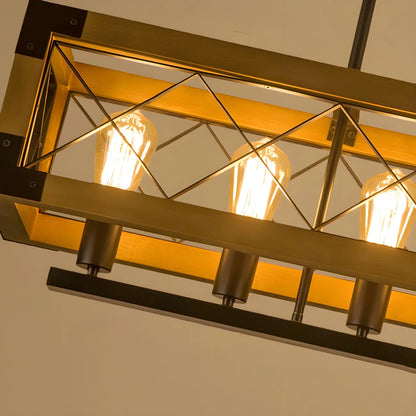 Industrial Black Metal 5-Light Island Pendant Light