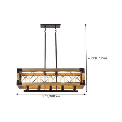 Industrial Black Metal 5-Light Island Pendant Light