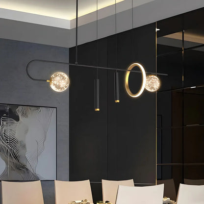 Modern Black LED Linear Kitchen Island Chandelier
