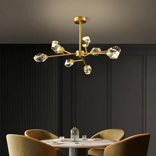 Modern Gold Sputnik Chandelier Crystal Shade