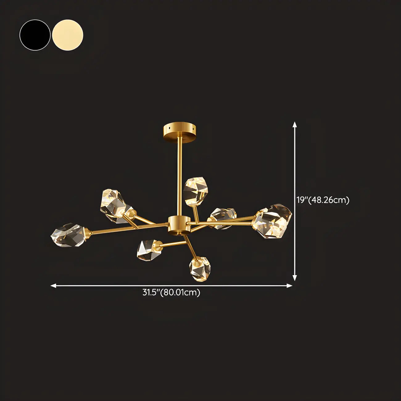 Modern Gold Sputnik Chandelier Crystal Shade
