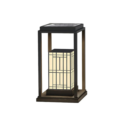 Oriental Retro Solar Rectangle Vertical Outdoor Post Lights