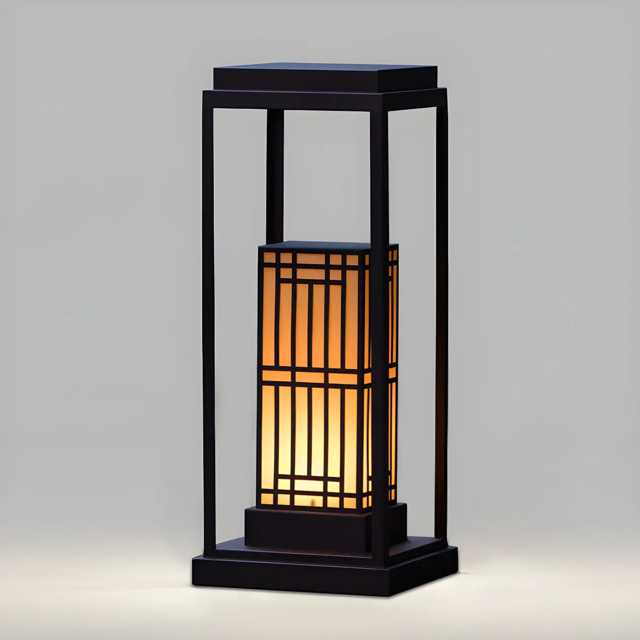 Oriental Retro Solar Rectangle Vertical Outdoor Post Lights