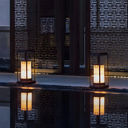Oriental Retro Solar Rectangle Vertical Outdoor Post Lights