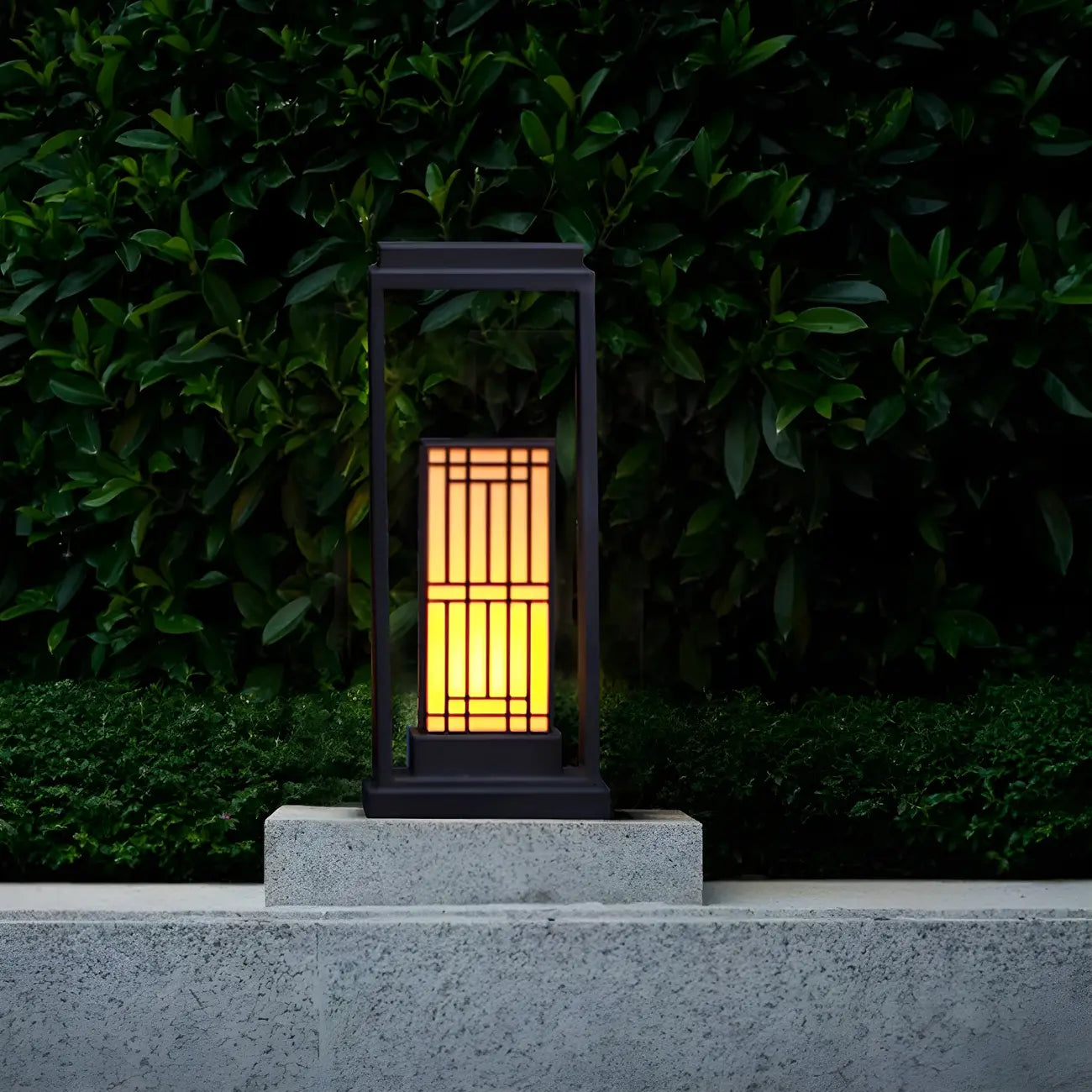 Oriental Retro Solar Rectangle Vertical Outdoor Post Lights