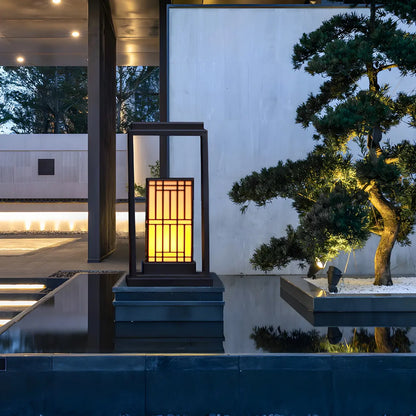 Oriental Retro Solar Rectangle Vertical Outdoor Post Lights