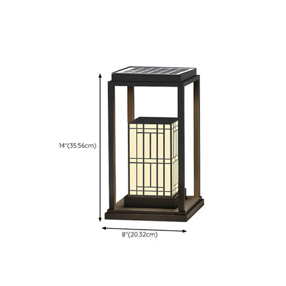 Oriental Retro Solar Rectangle Vertical Outdoor Post Lights