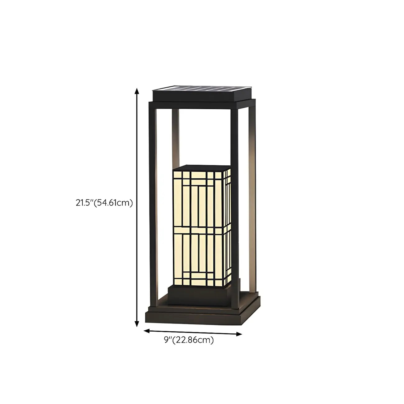 Oriental Retro Solar Rectangle Vertical Outdoor Post Lights