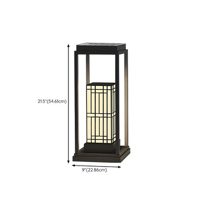 Oriental Retro Solar Rectangle Vertical Outdoor Post Lights