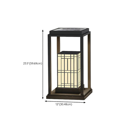 Oriental Retro Solar Rectangle Vertical Outdoor Post Lights