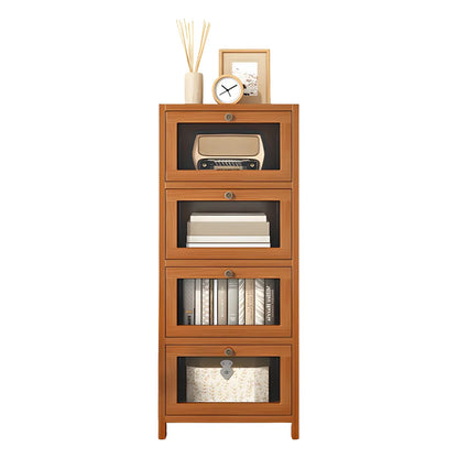 Narrow Wooden Multi-Drawer Corner Display Cabinet