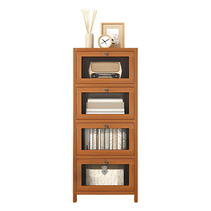 Narrow Wooden Multi-Drawer Corner Display Cabinet