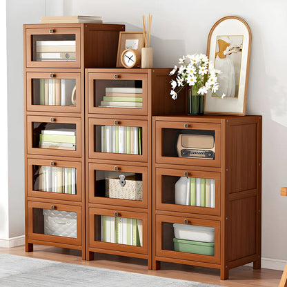 Narrow Wooden Multi-Drawer Corner Display Cabinet