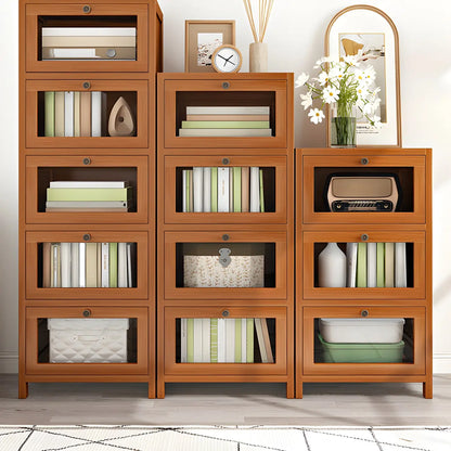 Narrow Wooden Multi-Drawer Corner Display Cabinet