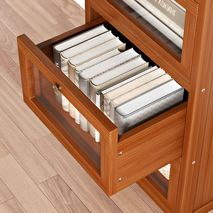 Narrow Wooden Multi-Drawer Corner Display Cabinet