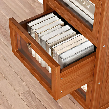 Narrow Wooden Multi-Drawer Corner Display Cabinet