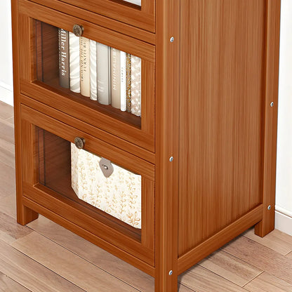 Narrow Wooden Multi-Drawer Corner Display Cabinet