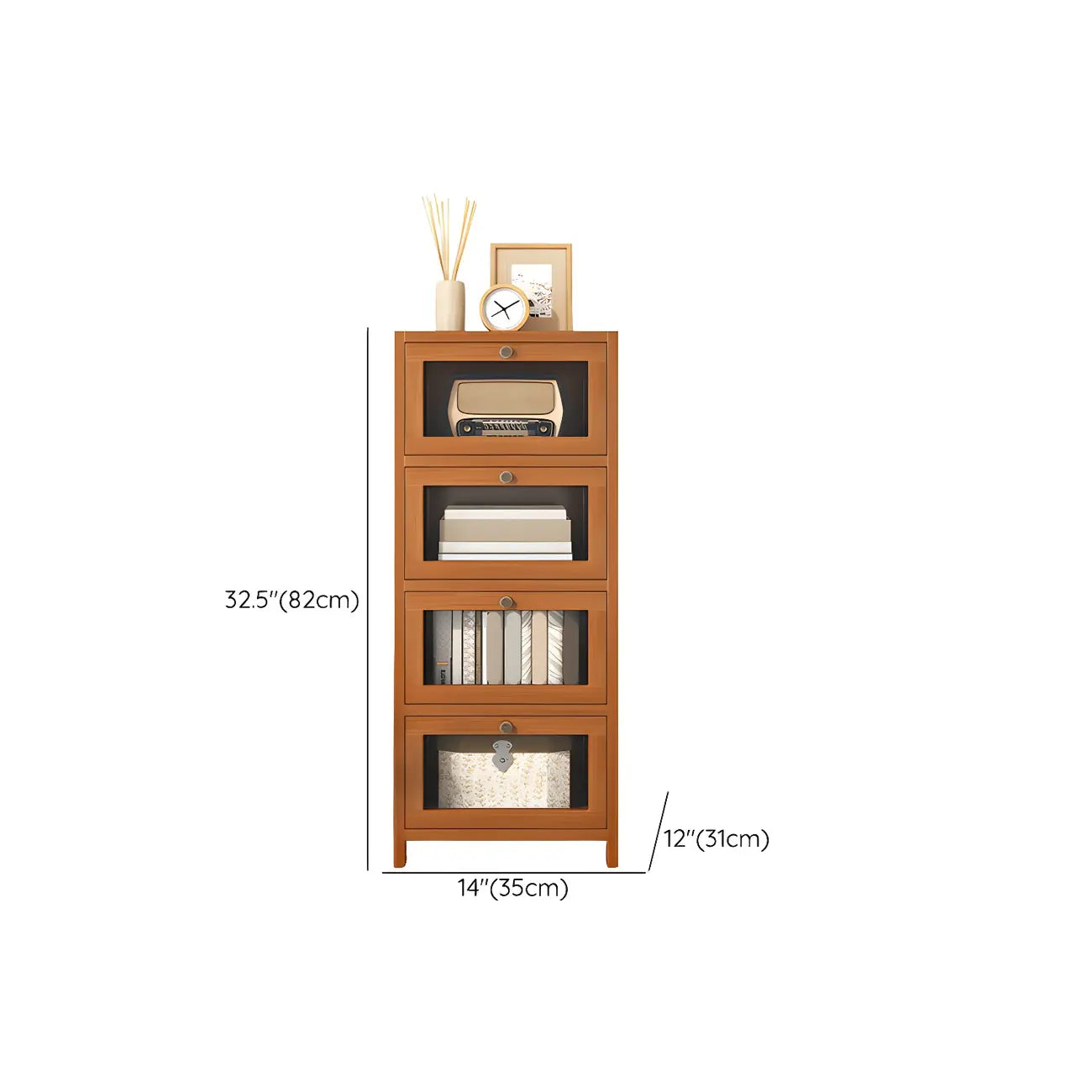 Narrow Wooden Multi-Drawer Corner Display Cabinet