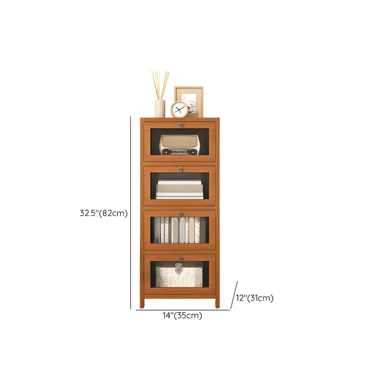 Narrow Wooden Multi-Drawer Corner Display Cabinet
