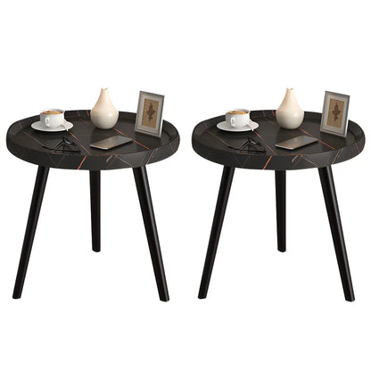 Modern Round Walnut Finish Open Storage Nightstand