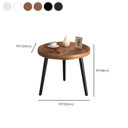 Modern Round Walnut Finish Open Storage Nightstand