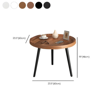 Modern Round Walnut Finish Open Storage Nightstand