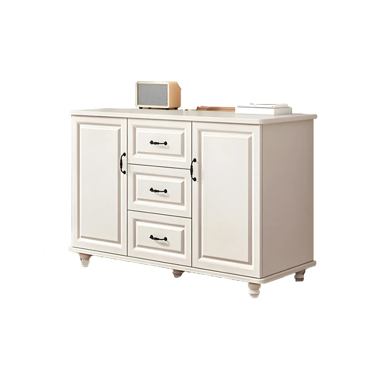 Classic White-Brown Wood Metal Storage Combo Dresser