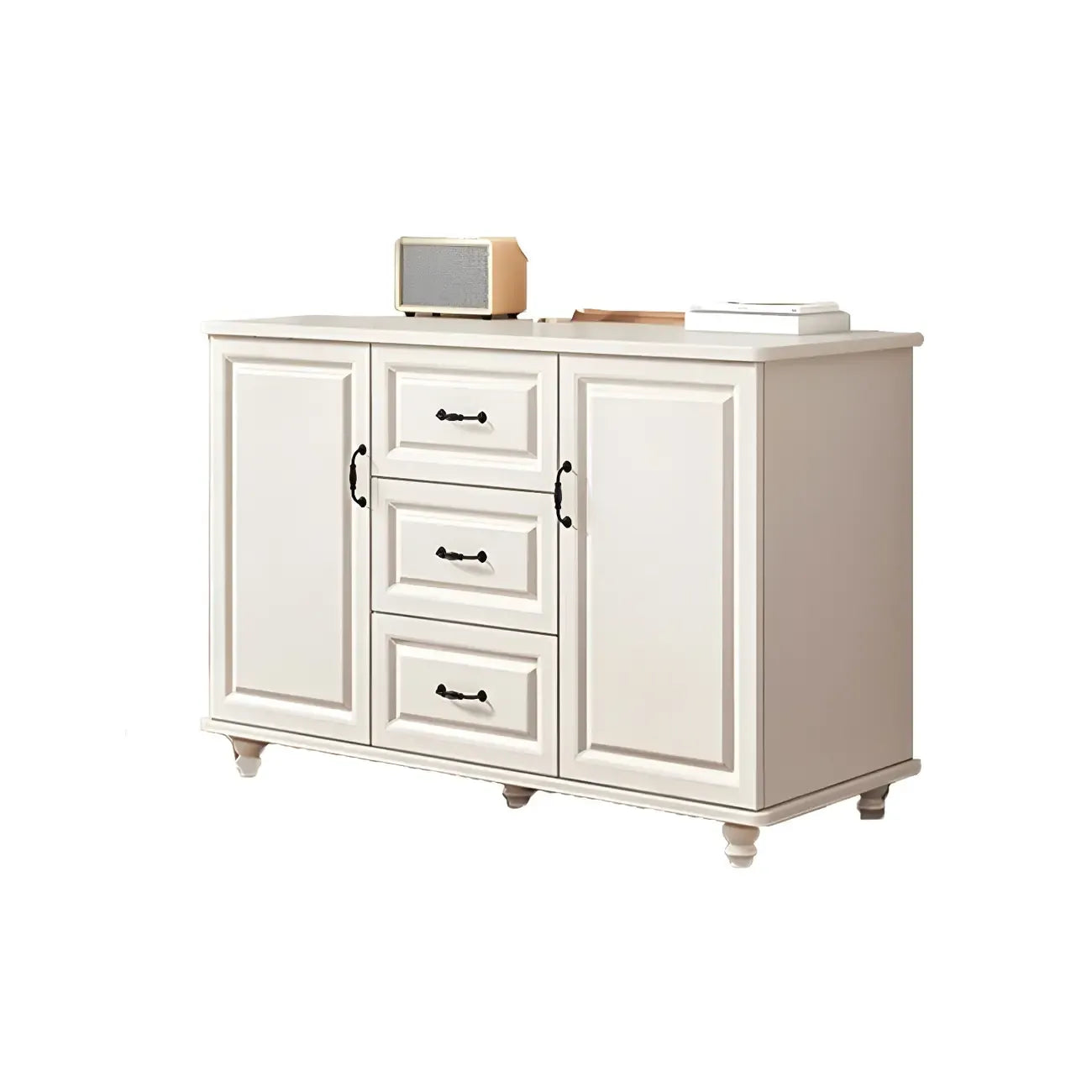 Classic White-Brown Wood Metal Storage Combo Dresser