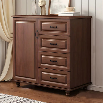 Classic White-Brown Wood Metal Storage Combo Dresser