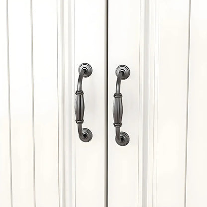 Classic White-Brown Wood Metal Storage Combo Dresser