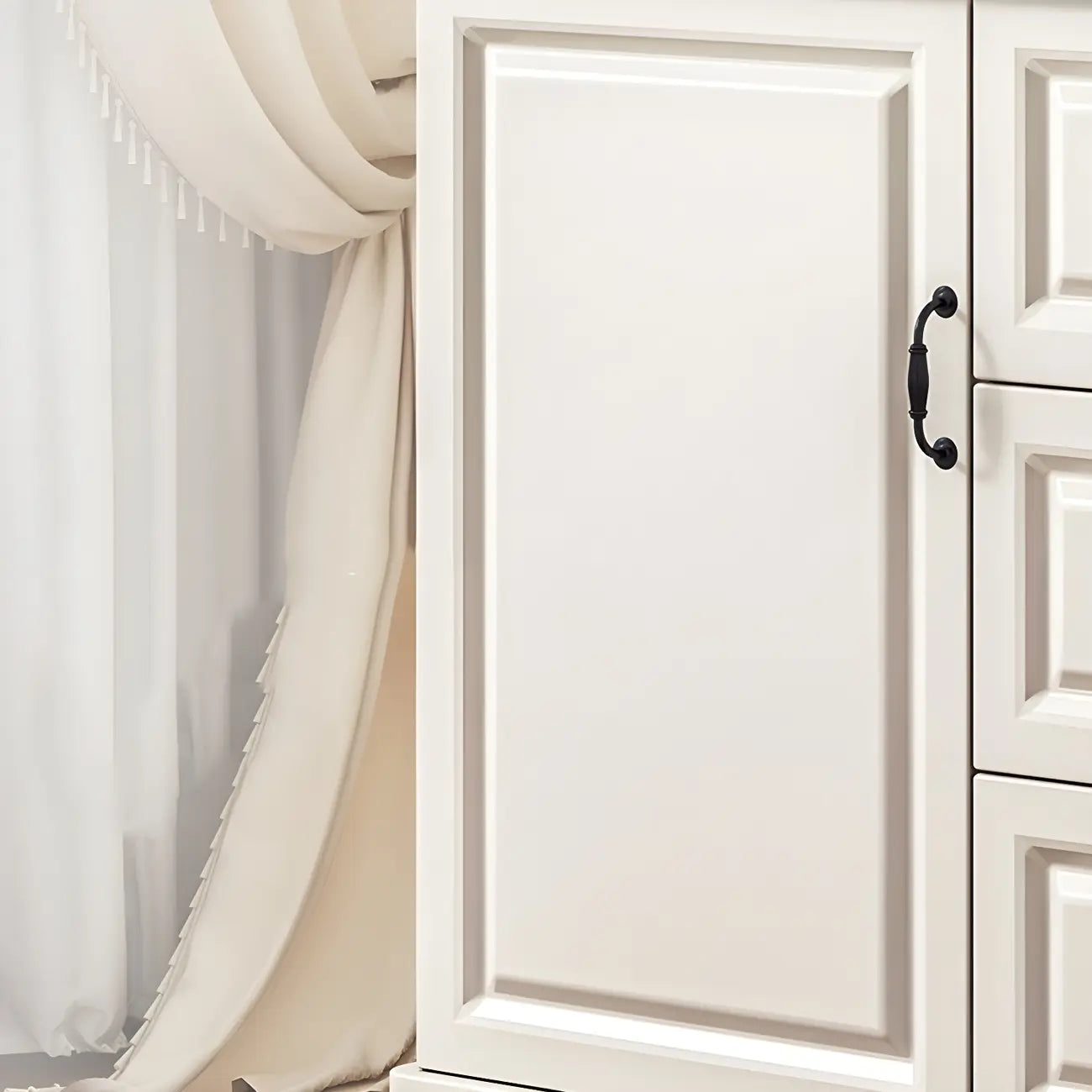 Classic White-Brown Wood Metal Storage Combo Dresser