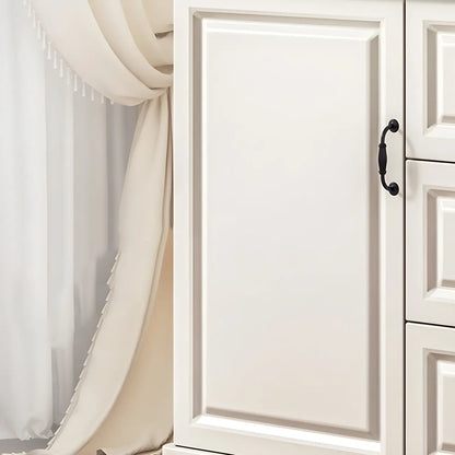 Classic White-Brown Wood Metal Storage Combo Dresser