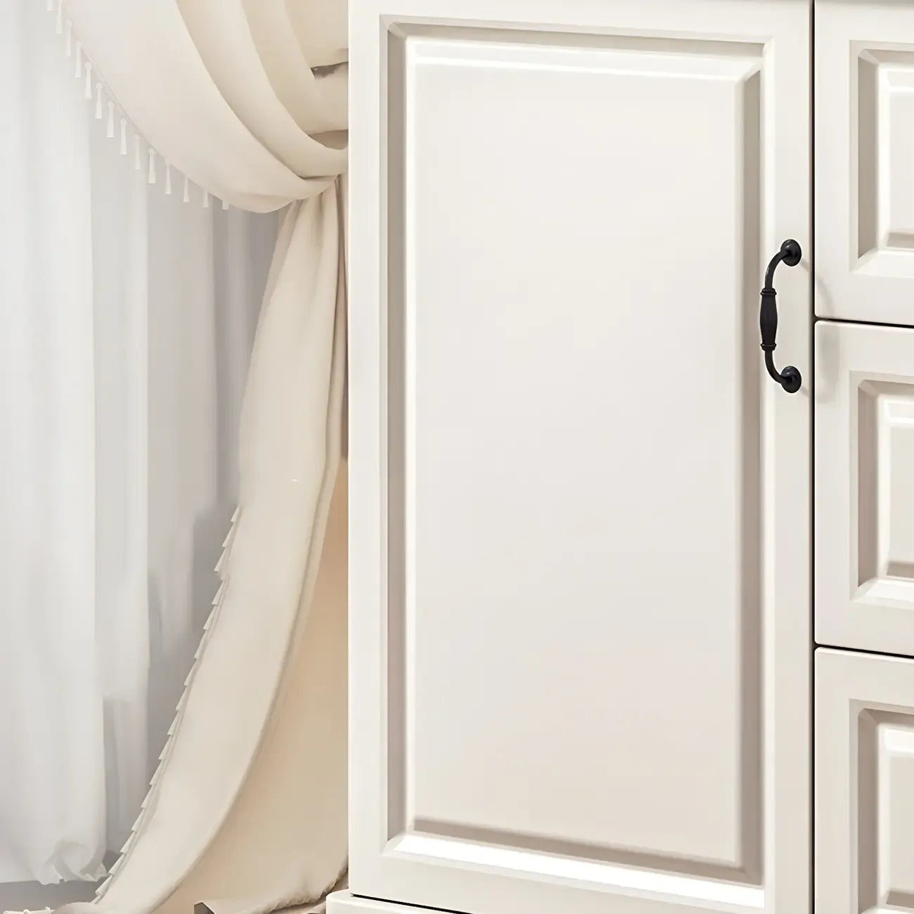 Classic White-Brown Wood Metal Storage Combo Dresser