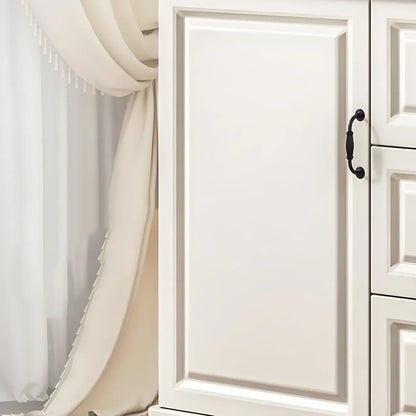 Classic White-Brown Wood Metal Storage Combo Dresser