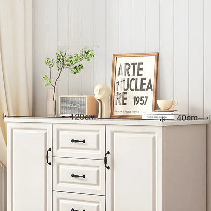 Classic White-Brown Wood Metal Storage Combo Dresser