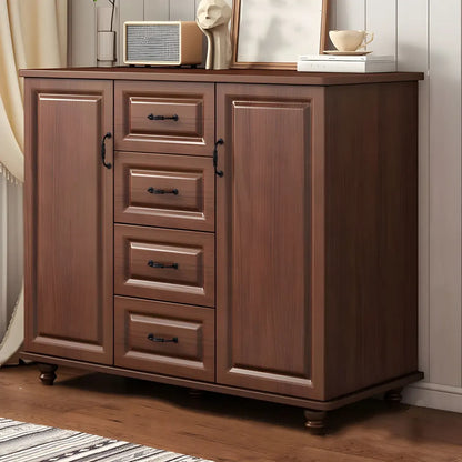 Classic White-Brown Wood Metal Storage Combo Dresser
