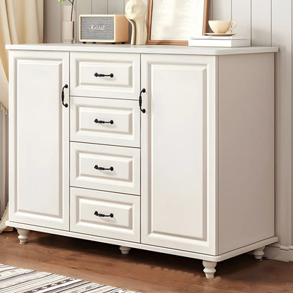 Classic White-Brown Wood Metal Storage Combo Dresser