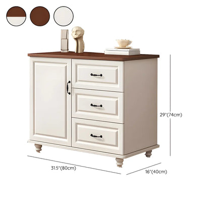 Classic White-Brown Wood Metal Storage Combo Dresser