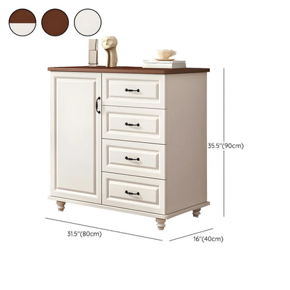 Classic White-Brown Wood Metal Storage Combo Dresser