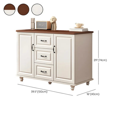 Classic White-Brown Wood Metal Storage Combo Dresser
